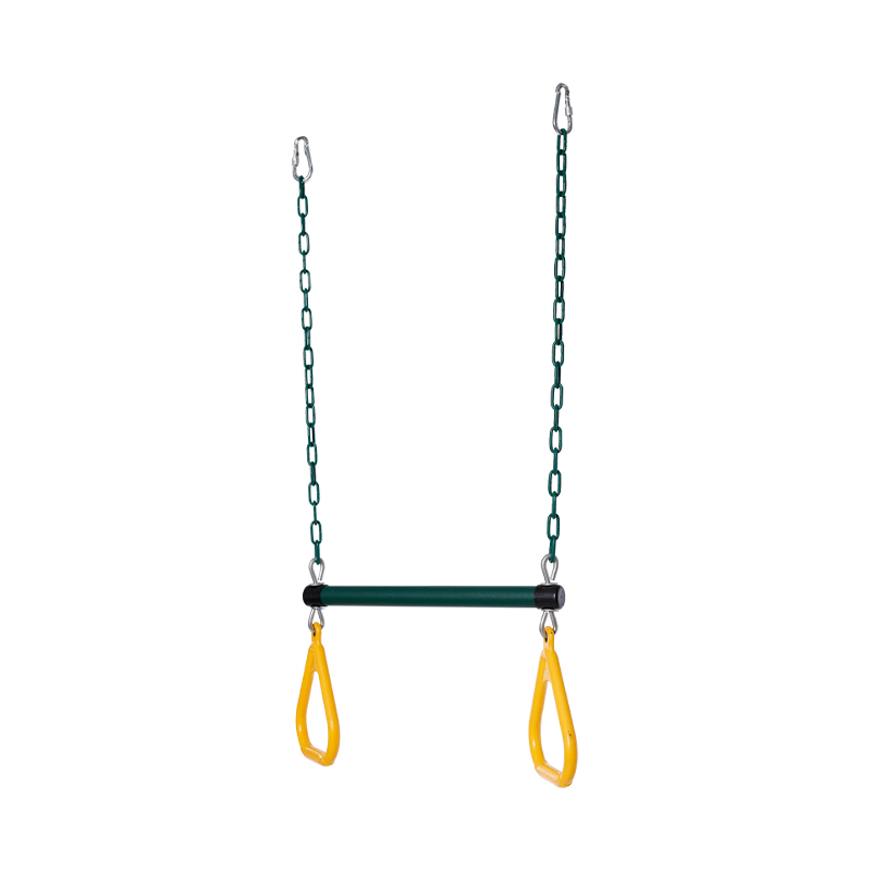 Trapezio altalena per bambini con catena in ferro verde foresta