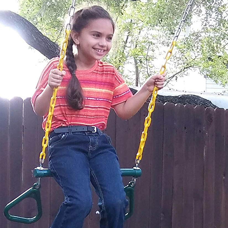 Trapezio altalena per bambini con catena in ferro verde foresta