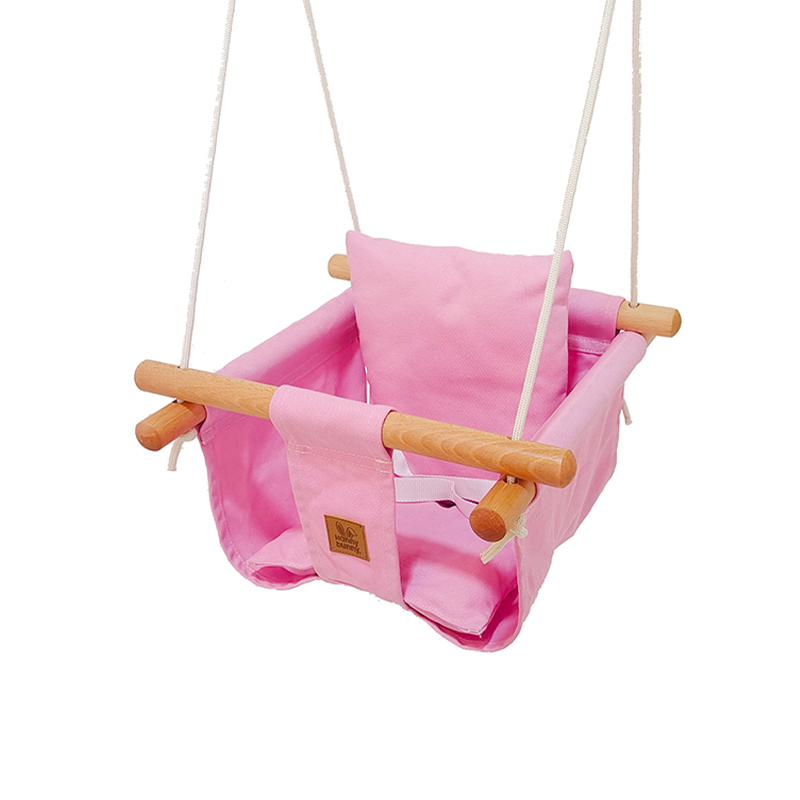 Altalena per bambini con cuscino in tela di legno